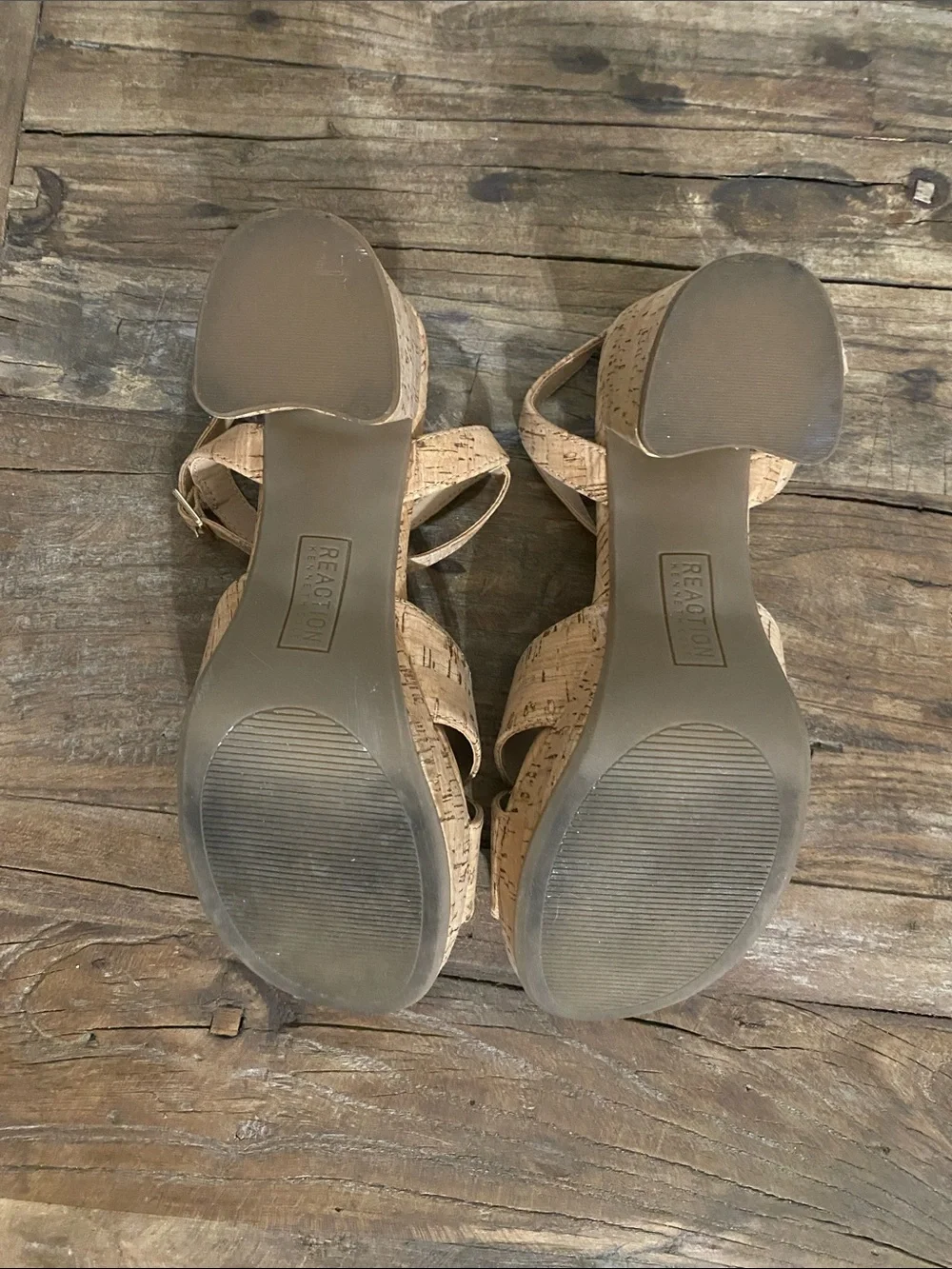 Kenneth Cole Reaction Cork Platform Sandals - Tan